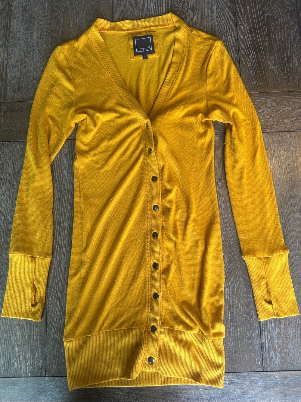 Lily & Lottie Mustard Yellow Button Front Cardigan Sweater Size Small